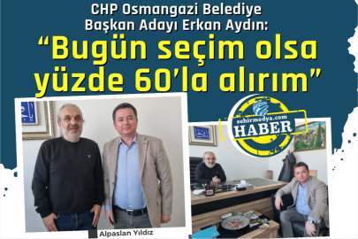 CHP Osmangazi Belediye Başkan Adayı Erkan Aydın:  “Bugün seçim olsa yüzde 60’la alırım”