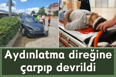 Aydınlatma direğine çarpıp devrildi