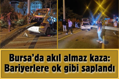 Bursa’da akıl almaz kaza: Bariyerlere ok gibi saplandı