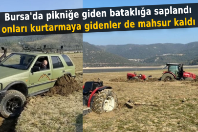 Bursa'da pikniğe giden bataklığa saplandı onları kurtarmaya gidenler de mahsur kaldı