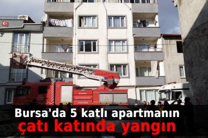 Bursa'da 5 katlı apartmanın çatı katında yangın