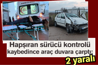 Hapşıran sürücü kontrolü kaybedince araç duvara çarptı: 2 yaralı