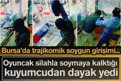 Trajikomik soygun girişimi...Oyuncak silahla soymaya kalktığı kuyumcudan böyle dayak yedi