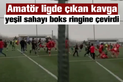 Amatör ligde çıkan kavga yeşil sahayı boks ringine çevirdi