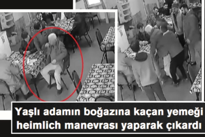 Yaşlı adamın boğazına kaçan yemeği heimlich manevrası yaparak çıkardı